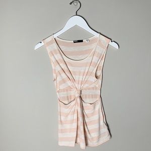 BDG Striped Cutout Tank Peach/Cream